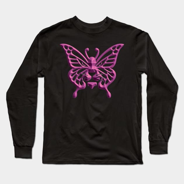 Wolf and butterfly 3d super soft blend drawing cute cool colorful Long Sleeve T-Shirt by Okuadinya